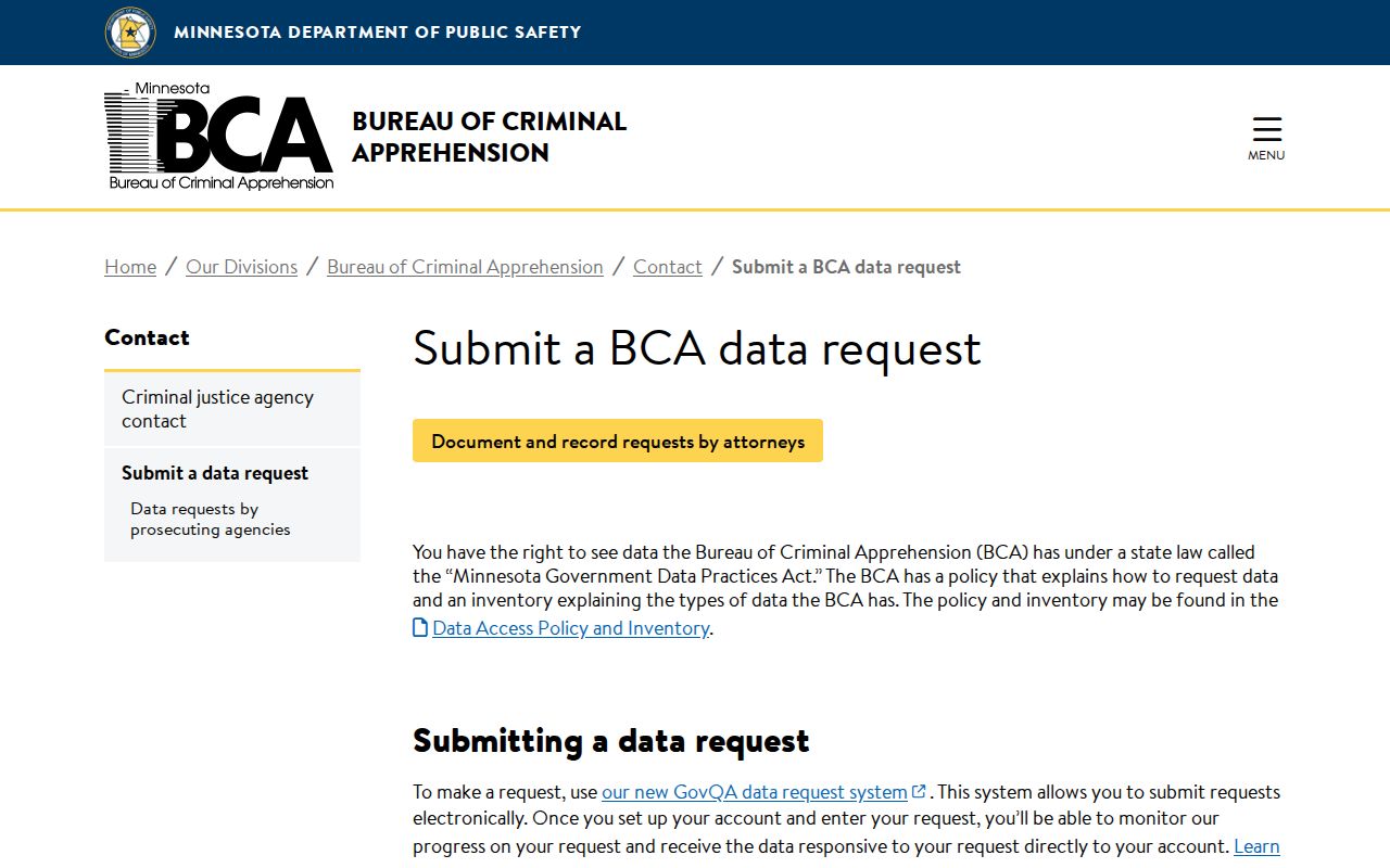 State public data request categories for a Sibley County warrant record search