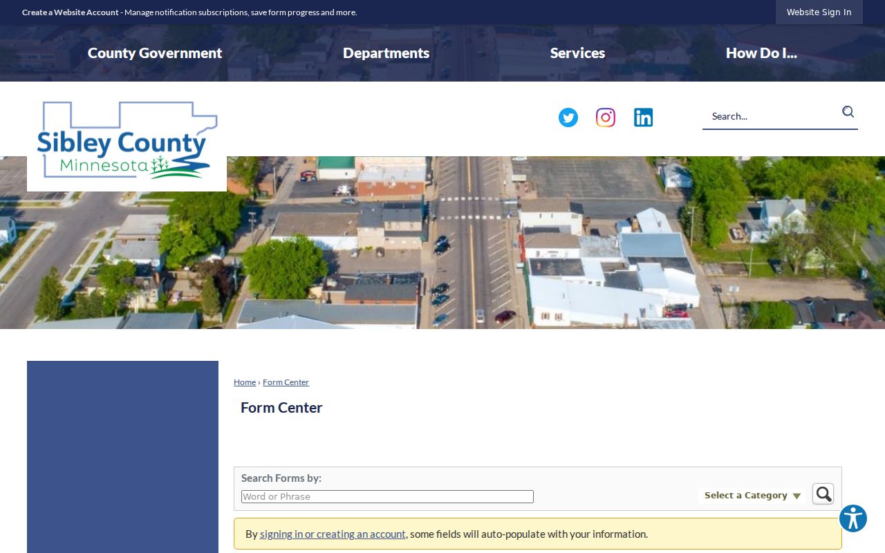 Sibley County Sheriff's Office form categories, a records route for Winthrop warrant records requests